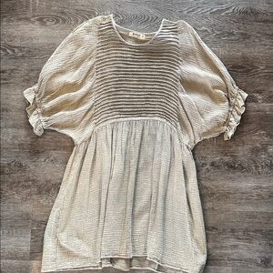 Three Bird Nest Light Beige Textured Mini Dress